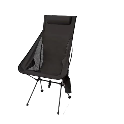 ZMCGNO Tragbarer Klapp-Campingstuhl mit Kopfstütze, leichte Touristenstühle, Angelstuhl aus Aluminiumlegierung, Outdoor-Möbel(Black) von ZMCGNO