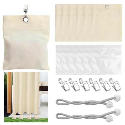 6er Set Outdoor Vorhang Pavillon Beschwerer 6 Segeltuchtaschen, 6 Transparente PVC-Versiegelte Taschen, 6 Metallklammern und 2 Vorhang-Krawatten Geeignet für Pavillons, GäRten, Zelte, TischtüCher von ZMDMAH