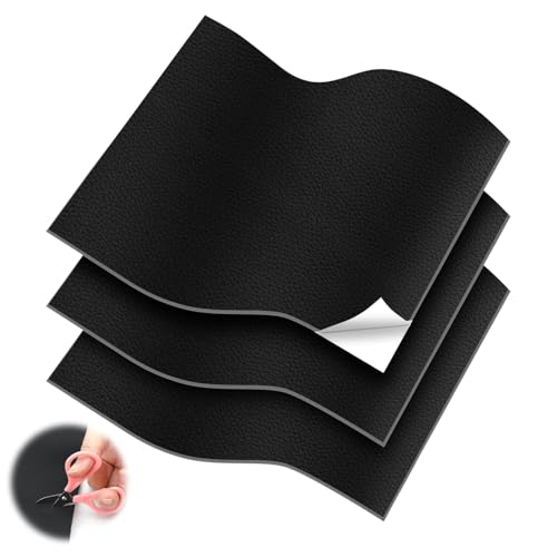Kunstleder Selbstklebend, 3 Stück Leder Reparatur Set Schwarz 32X22cm, Verschleißfest und kratzfest Leder Patch Selbstklebend mit Schere für couch Autositz Sofa Möbel Leder Reparatur Renovierung Kunstleder Selbstklebend, 3 Stück Leder Reparatur Set Schwarz 32X22cm, Verschleißfest und kratzfest Leder Patch Selbstklebend mit Schere für couch Autositz Sofa Möbel Leder Reparatur Renovierung von ZMDMAH