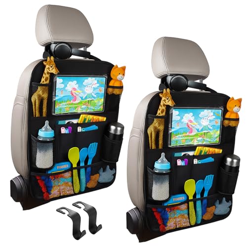 ZMDMAH 2 Stück Autositz Organizer,Auto Organizer mit Auto-Haken RüCkenlehnenschutz Autos RüCksitz Organizers Kinder mit Tablet-Tasche Oxford Stoff 41×61cm von ZMDMAH