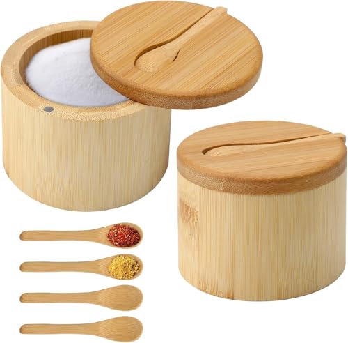ZMDMAH 2 Stück Salzdos aus Bambus, Salzbehälter mit Magnetischem Deckel und 6 Löffeln, Gewürzglas Holz, Natürlich Bambus Aufbewahrungsbox Schwenkdeckel für Aufbewahrung, Gewürz Aufbewahrungsbox 6oz ZMDMAH 2 Stück Salzdos aus Bambus, Salzbehälter mit Magnetischem Deckel und 6 Löffeln, Gewürzglas Holz, Natürlich Bambus Aufbewahrungsbox Schwenkdeckel für Aufbewahrung, Gewürz Aufbewahrungsbox 6oz von ZMDMAH