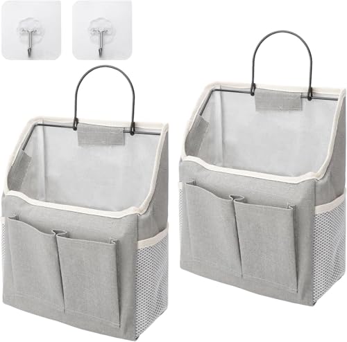 ZMDMAH 2 Stücke Hängende Aufbewahrung Organisatoren, Hängetasche Tür Organizer, Wasserfeste Wandorganizer Hängender Körbe, Faltbarer Hängetasche mit Taschen für Badezimmer Küche Büro, Wohnmobil von ZMDMAH