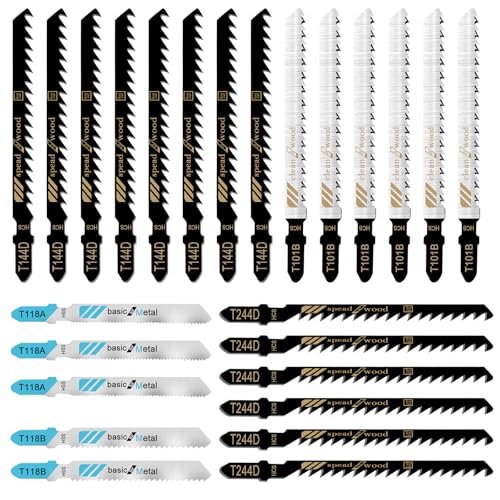 ZMDMAH 20tlg StichsäGebläTter Set StichsäGebläTter Holz SäGebläTter StichsäGe MetallsäGeblatt Zum Schneiden von Holz, Metall und Kunststoffen 5 Modelle von ZMDMAH