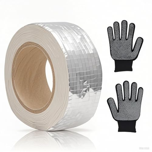 ZMDMAH Dichtband Selbstklebend Wasserdicht Bitumenband,Dachpappe Selbstklebend Wasserdichtes Klebeband Wetterfestes Reparaturband für DachgäRten PoolhäUser 5cm × 5m mit Arbeitshandschuhe von ZMDMAH
