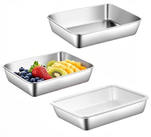 ZMDMAH Panierschalen Set 3-Teilig Edelstahl Schale Rechteckig 25 × 19 ×5cm Panierstrasse mit Deckel,backblech mit deckel Panierset Schnitzel Fleisch Fisch SpüLmaschinenfest ZMDMAH Panierschalen Set 3-Teilig Edelstahl Schale Rechteckig 25 × 19 ×5cm Panierstrasse mit Deckel,backblech mit deckel Panierset Schnitzel Fleisch Fisch SpüLmaschinenfest von ZMDMAH