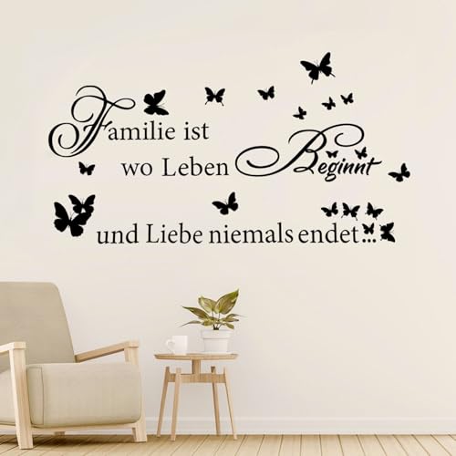 ZMDMAH Wandtattoo Sprüche, Wandsticker Wohnzimmer Modern, Schwarz Schmetterlinge Wandsticker Glücklich Sprüche Familie Wandaufkleber Wandtattoo Küche für Schlafzimmer Wohnzimmer Esszimmer Wanddeko ZMDMAH Wandtattoo Sprüche, Wandsticker Wohnzimmer Modern, Schwarz Schmetterlinge Wandsticker Glücklich Sprüche Familie Wandaufkleber Wandtattoo Küche für Schlafzimmer Wohnzimmer Esszimmer Wanddeko von ZMDMAH