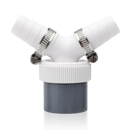 ZMDMAH Waschmaschine Abfluss Adapter Doppelanschluss Y-Adapter mit Eingangsstutzen von 18-24 mm und Abgang 40mm Rohr mit Schlauchschelle für den Geschirrspüler Trockner Waschmaschine von ZMDMAH