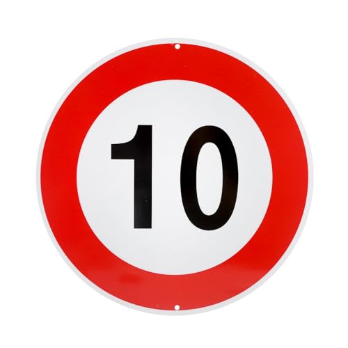 Zulässige Höchstgeschwindigkeit 10km/h Aufkleber Verkehrszeichen Schild aus Reflektierend Wetterbeständig Einfache Installation für den Außenbereich Größe: Ø30 cm von ZMDMAH