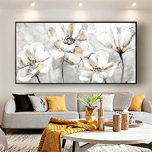 Chinesische übergroße Wandkunst Moderne Wohnzimmer Wanddekor Blumenmalerei Große Leinwand Kunst Wandbilder Gerahmte Poster Kunst 60x120cm (24x47in) Mit Rahmen von ZMFBHFBH