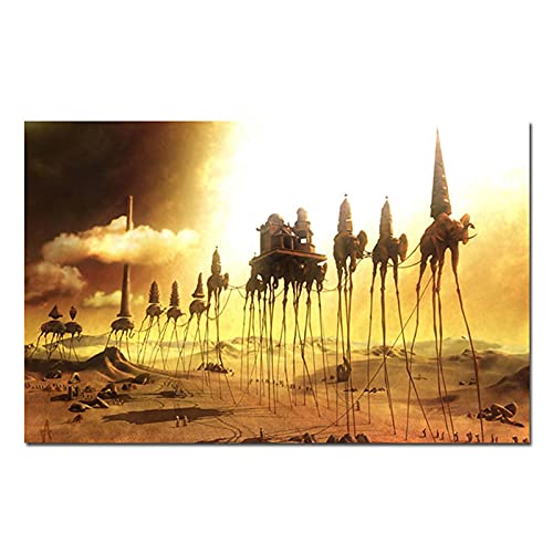 Große Größe Wohnwagen Salvador Dali Kunst Poster Und Drucke Surreale Abstrakte Leinwand Gemälde An Der Wand Bilder 40x90cm (16x35in) Mit Rahmen von ZMFBHFBH