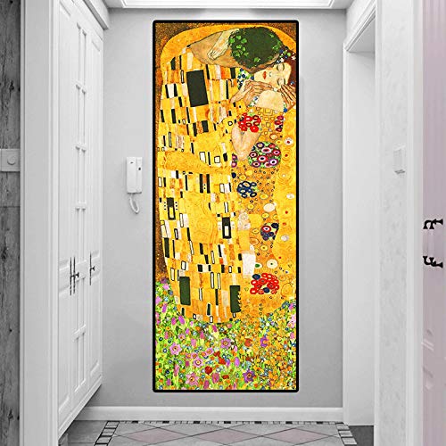 Künstler Gustav Klimt Kuss Abstrakte Sammlung Malerei auf Leinwand Poster Drucke Wandkunst Bilder Für Wohnzimmer Kunstwerke 70x210cm (28x83in) Mit Rahmen von ZMFBHFBH