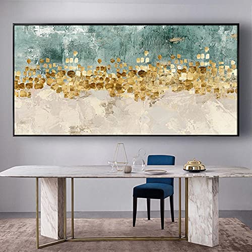 Kunstdruck Gemaltes Ölgemälde Auf Leinwand Goldene Blätter Dicke Strukturierte Malerei Wandkunst Für Sofa Wand Wohnkultur Bild 40x90cm (16x35in) Mit Rahmen von ZMFBHFBH