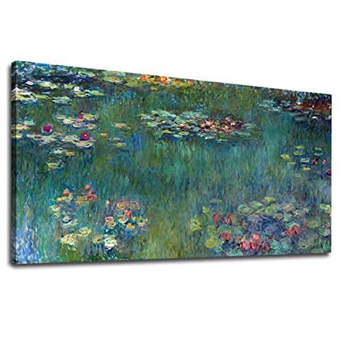 Monet Poster Leinwand Wandkunst Seerosen von Claude Monet Wall Decor - Extra Large Contemporary Pictures 80x162cm(31x64in) Mit Rahmen von ZMFBHFBH