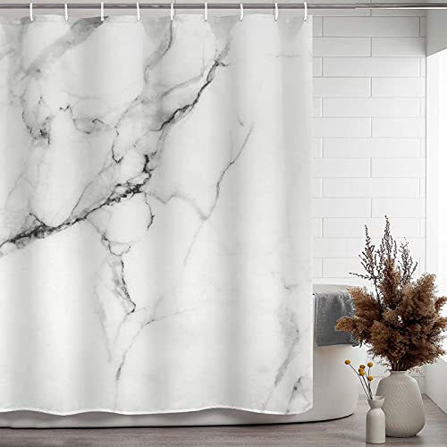 Natürlicher Marmor bedruckter Duschvorhang, maschinenwaschbar, weiß und grau, Badvorhang, Badezimmer, Wohnkultur, 120 x 190 cm (B x H) von ZMFBHFBH