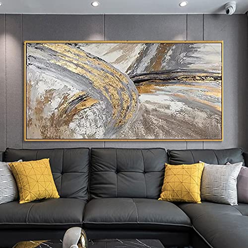 ZMFBHFBH Große große Leinwand Home Decoration Modernes abstraktes goldenes Ölgemälde Goldene Dekoration Inkjet Leinwand Gemälde Dekoration 80 x 160 cm (32 x 63 Zoll) mit Rahmen von ZMFBHFBH