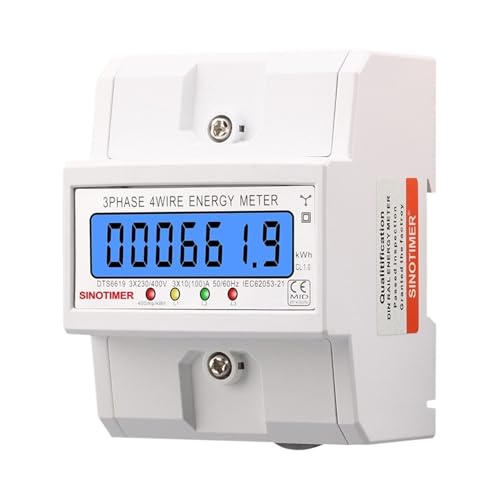 3-Phasen-4-Draht-Stromverbrauchszähler Stromzähler LCD-Hintergrundbeleuchtung Stromverbrauchsmonitor AC 3 * 230/400 V(Transparent shell) von ZMGYF