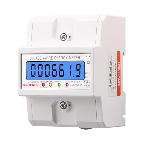 3-Phasen-4-Draht-Stromzähler Din-Schienen-KWh-Meter 50/60HZ Energieverbrauchsmonitor AC 3 * 127/220V LCD-Hintergrundbeleuchtung von ZMGYF