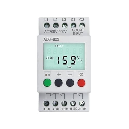380 V mit LCD-Hintergrundbeleuchtung, 3-Phasen-DIN-Schiene, verstellbar, Unterspannungsschutz, Überwachungssequenz-Schutzrelais(AD6-806) von ZMGYF