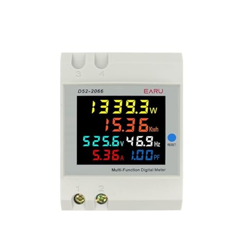 6IN1 Din Rail AC Monitor 110V 220V 380V 100A Spannung Strom Leistungsfaktor Aktiv KWH Elektrische Energie Frequenzmesser D52-2066(External CT,AC 40-300V) von ZMGYF