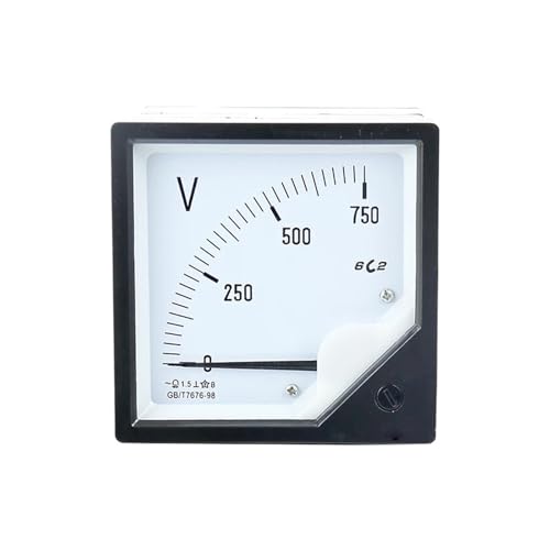 DC Analog Pointer Meter 5V 10V 15V 30V 75V 100V 150V 300V 500V 750V 1000V Quadrat 6C2-V 80 * 80mm Voltmeter(750V) von ZMGYF
