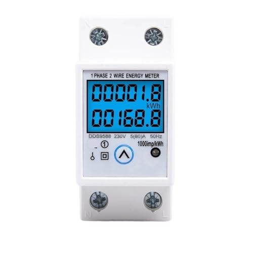 DDS9588 AC 110 V/220 V Din-schiene Digitaler Einphasiger Energiezähler KWh Stromverbrauch Elektronisches Wattmeter Null zurücksetzen(230V A Backlight T) von ZMGYF