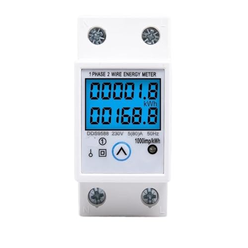 DIN-Schiene, digital, einphasig, Null-Energiezähler, kWh-Spannung, Strom, Stromverbrauch, Wattmeter, elektrisch, AC 220 V(110V Backlight T) von ZMGYF