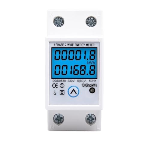 Din-Schienen-Digital-Einphasen-Energiezähler mit Nullrückstellung, kWh, Spannung, Strom, Stromverbrauch, Zähler, Wattmeter, elektrisch, Wechselstrom 220 V(220V Backlight T) von ZMGYF