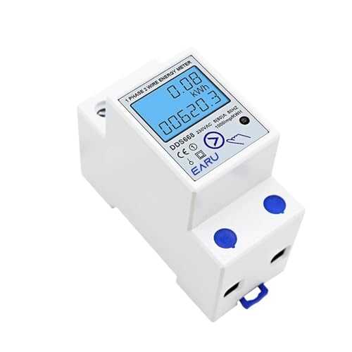 Einphasiger digitaler Energiezähler mit LCD-Display, Reset auf Null, kWh, Spannung, Strom, Stromverbrauch, Zähler, elektrischer Wattmeter, 220 V, Din-Schiene(DDS662 backlight,110V) von ZMGYF