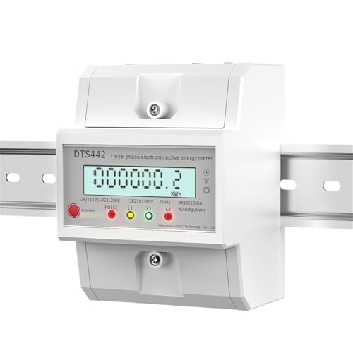 Elektrischer Energiezähler, 4P Dreiphasiger DIN-Schienen-4-Draht-Elektronischer Watt-Stromverbrauchs-Energiezähler LCD-Digitalanzeige(Basic energy meter,10(40) A) von ZMGYF