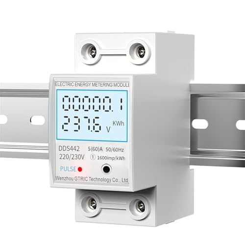 Energiezähler, 2P Einphasen-Spannungs-Strom-Leistungsverbrauchszähler Wattmeter LCD-Digitalanzeige DIN-Schiene 230VAC 80A(Reset with Backlight,5-80A) von ZMGYF