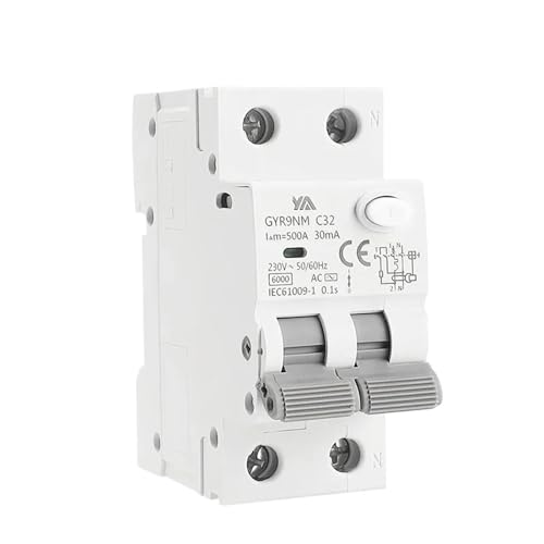 GYR9NM AC-Typ RCBO 2P 4P Magnetischer Schutzschalter mit Überstrom- und Leckageschutz Din-Schiene 10A 16A 25A 32A 40A(30mA,2P 25A) von ZMGYF