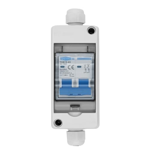 Solar-Photovoltaik-PV-Combiner-Box mit DC MCB HT 2-Wege 1 Eingang 1 Ausgang DC 2P DC 600 V 1000 V 3-63 A Wasserdichte Box IP65(2P 600V,6A) von ZMGYF