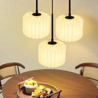 Gbly Pendelleuchte Esstisch Hängelamp Eesszimmer - Hängeleuchte 3 Flammig Scheibe Schlafzimmer Esszimmerlampe Vintage Papier Lampenschirm Pendellampe von ZMH