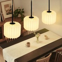 Gbly Pendelleuchte Esstisch Hängelamp Schlafzimmer - Hängeleuchte Vintage Wohnzimmer Esszimmerlampe Lampenschirm Papier 3 Flammig Lang Pendellampe G9 von ZMH
