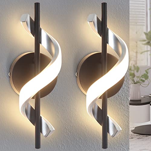 ZMH 2 Stück Wandlampe LED Wandleuchte Innen - Modern Flur 7W Treppenhauslampe in Spiralenförmig Design Flurlampe 3000K Warmweiß Wandbeleuchtung für Treppenhaus Gang Wohnzimmer Schlafzimmer Küche von ZMH