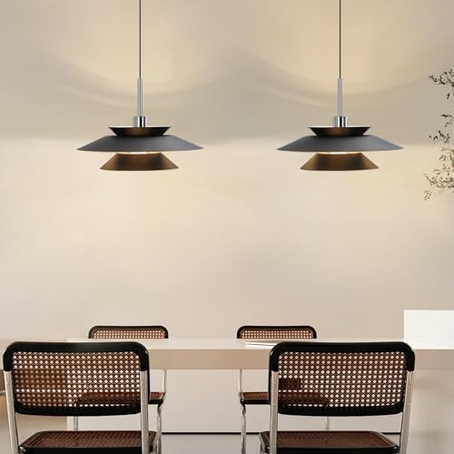 ZMH 2ER Hängelampe Schwarz Hängeleuchte Vintage Esstisch Pendelleuchte Modern Metall Esszimmerlampe E14 1 Fammig Höhenverstellbar Esstischlampe für Esszimmer Küche Schlafzimmer Wohnzimmer von ZMH