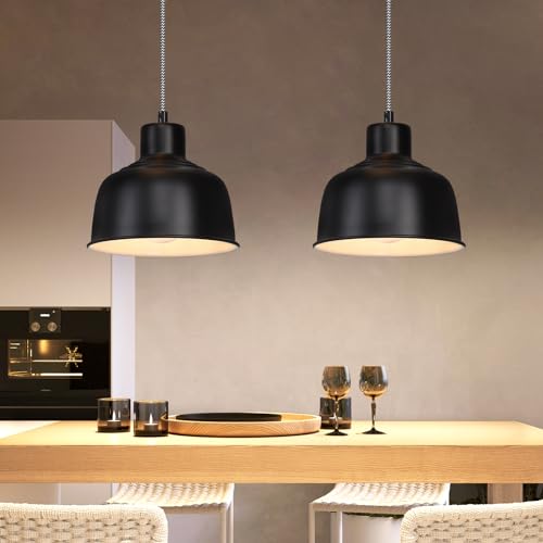 ZMH 2ER Pendelleuchte Esstisch Hängelampe Schlafzimmer: Vintage Hängeleuchte 1 flammig Industrial Schwarz Esszimmerlampe Retro Esstischlampe E27 Metall Pendellampe für Küche Wohnzimmer Restaurant von ZMH