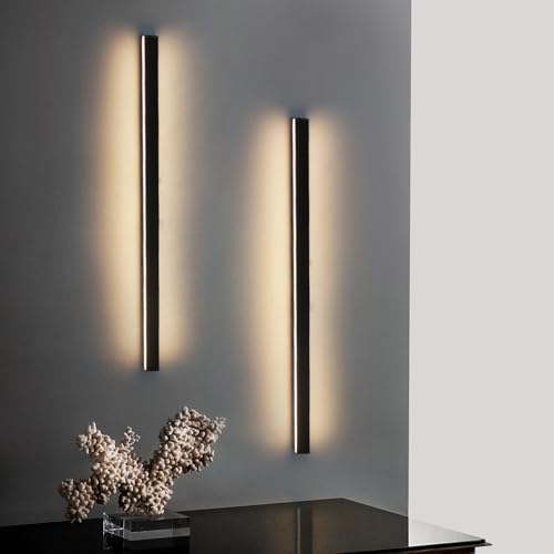 ZMH 2ER Wandlampe led Wandleuchte innen - Modern 60CM 21W Flur Up Down Warmweiß Flurlampe Wohnzimmerlampe Schwarze Bettlampe Wandbeleuchtung für Treppenhaus Wohnzimmer Kinderzimmer Schlafzimmer von ZMH