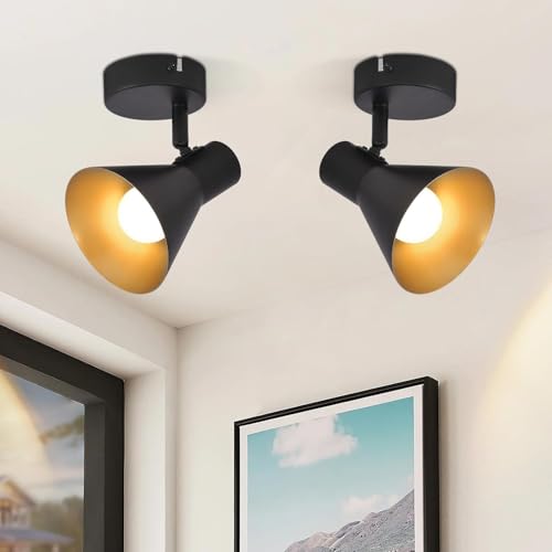 ZMH 2er Deckenstrahler Vintage Deckenlampe Küche: 1 Flammig Deckenleuchte Flur E14 Schwarz Gold Küchenlampe Industrial Flurlampe Strahler Metall Deckenspots für Küche Eingang Wohnzimmer Schlafzimmer ZMH 2er Deckenstrahler Vintage Deckenlampe Küche: 1 Flammig Deckenleuchte Flur E14 Schwarz Gold Küchenlampe Industrial Flurlampe Strahler Metall Deckenspots für Küche Eingang Wohnzimmer Schlafzimmer von ZMH