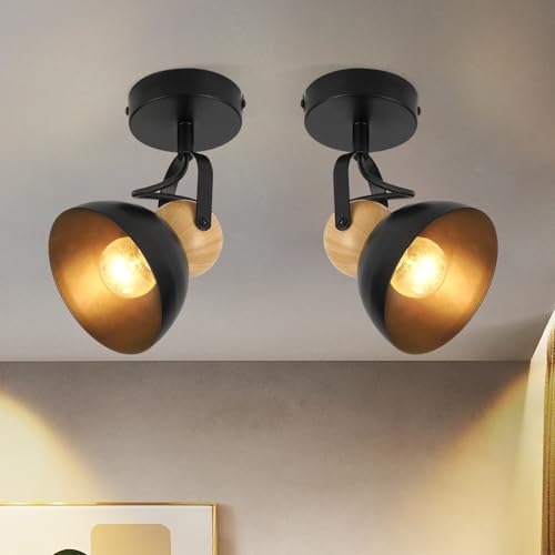 ZMH 2er Deckenstrahler Vintage Schwarz Deckenlampe: 1 Flammig Retro Deckenspots E27 Flurlampe Schwenkbar Wandstrahler Metall Industrial Deckenleuchte für Flur Küche Eingang Wohnzimmer Schlafzimmer ZMH 2er Deckenstrahler Vintage Schwarz Deckenlampe: 1 Flammig Retro Deckenspots E27 Flurlampe Schwenkbar Wandstrahler Metall Industrial Deckenleuchte für Flur Küche Eingang Wohnzimmer Schlafzimmer von ZMH