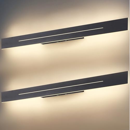 ZMH 2er set Wandlampe led Wandleuchte innen - 100CM Modern Treppenhauslampe Schlafzimmer Warmweiß Flurlampe Schwarz 31W Wandbeleuchtung für Treppenhaus Wohnzimmer von ZMH