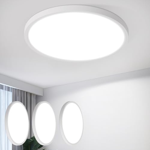 ZMH 3ER Deckenlampe LED Deckenleuchte Küche - Ø18cm Badezimmerlampe Flach 15W Rhombenplatte Küchenlampe Rund 6500K Flurlampe Kaltweiß Badezimmer Badlampe Deckenbeleuchtung für Flur Bad Schlafzimmer von ZMH