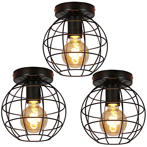 ZMH 3ER Deckenleuchte vintage Deckenlampe flur - schwarz Retro Lampe E27 Fassung industrielle runde Flurlampe aus metall leuchte für gang küche schlafzimmer wohnzimmer - max 40W - Ø180mm ZMH 3ER Deckenleuchte vintage Deckenlampe flur - schwarz Retro Lampe E27 Fassung industrielle runde Flurlampe aus metall leuchte für gang küche schlafzimmer wohnzimmer - max 40W - Ø180mm von ZMH