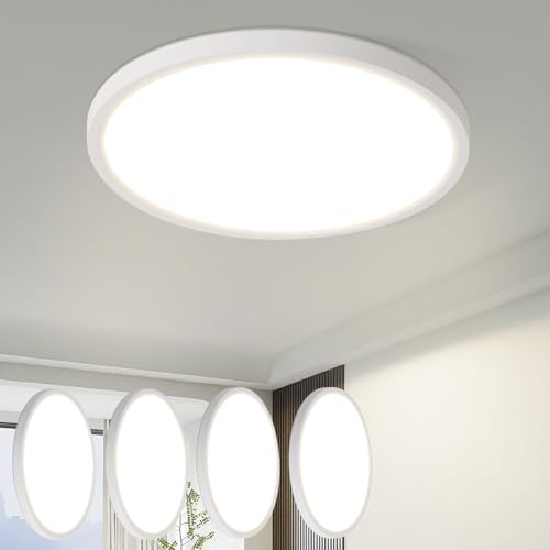 ZMH 4ER Deckenlampe LED Deckenleuchte Flur - Ø18cm Badezimmerlampe Flach 4000K Rhombenplatte Küchenlampe Rund Flurlampe Badezimmer 15W Badlampe Decke Schlafzimmerlampe Klein für Küche Bad Schlafzimmer von ZMH
