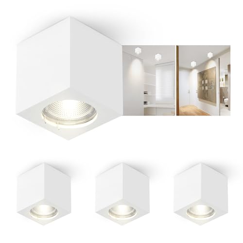 ZMH 4er Aufbauspot weiß Aufbaustrahler GU10: Aufbauleuchte eckig Deckenspots Spots Deckenleuchte Aufputz aus Gips Modern klein Deckenlampe Max.40W für Wohnzimmer Esszimmer Flur - Ohne Leuchtmittel ZMH 4er Aufbauspot weiß Aufbaustrahler GU10: Aufbauleuchte eckig Deckenspots Spots Deckenleuchte Aufputz aus Gips Modern klein Deckenlampe Max.40W für Wohnzimmer Esszimmer Flur - Ohne Leuchtmittel von ZMH