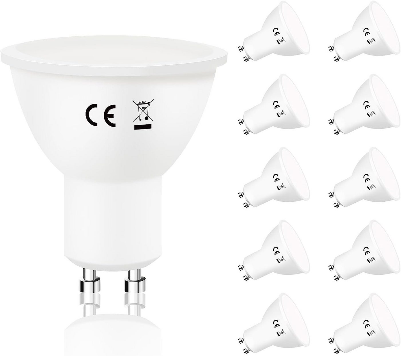 ZMH LED-Leuchtmittel 6W Energiesparlampe Abstrahlwinkel 110° Spot Reflektor Birne, GU10, 10 St., Kaltweiß von ZMH