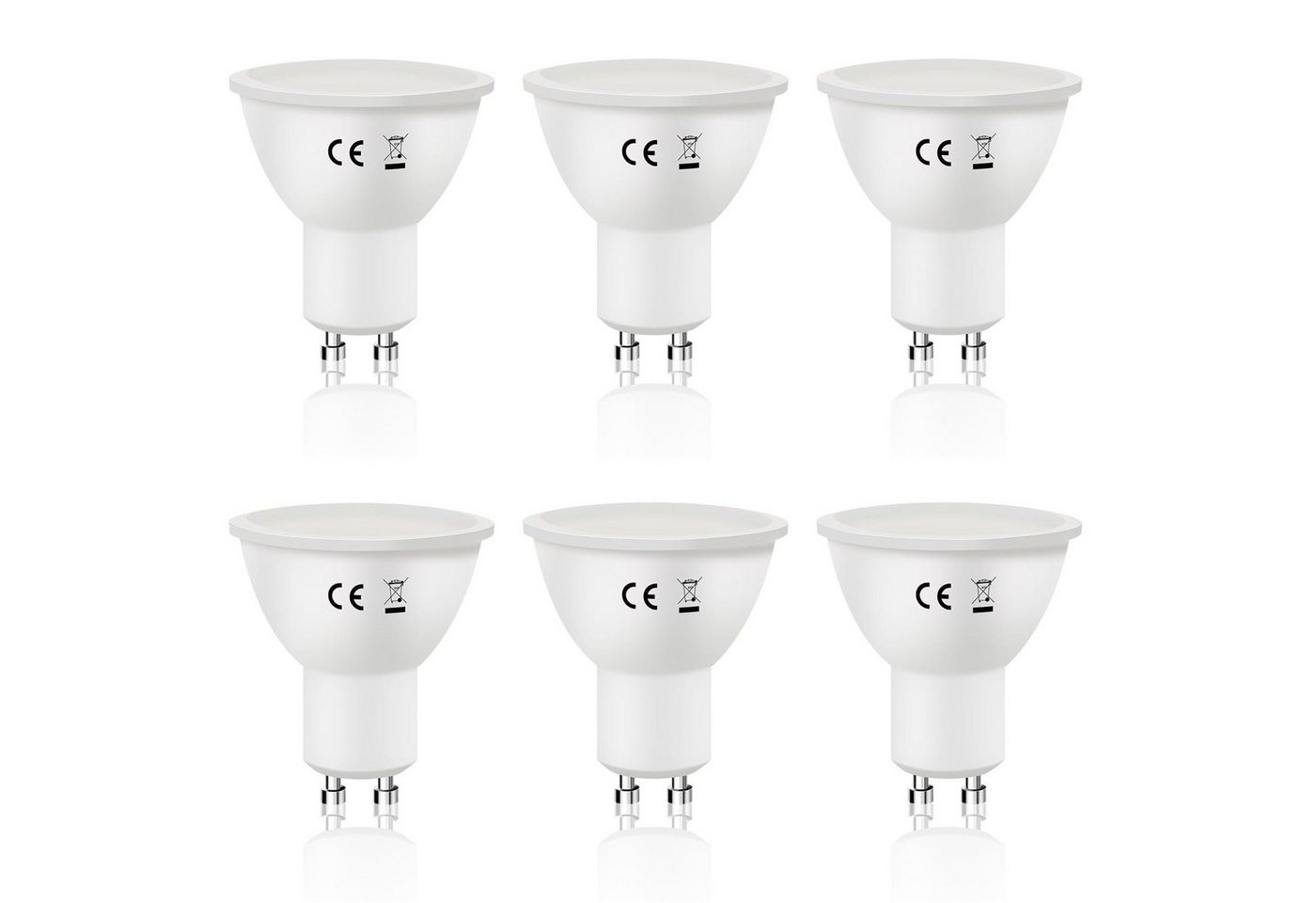 ZMH LED-Leuchtmittel 6W Energiesparlampe Abstrahlwinkel 110° Spot Reflektor Birne, GU10, 6 St., Kaltweiß von ZMH