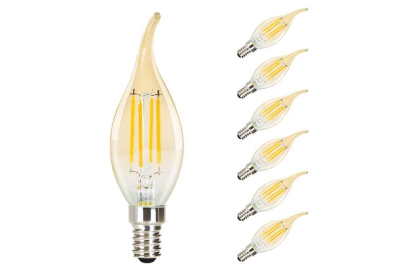 ZMH LED-Leuchtmittel 6X Glühbirne E14 4W Retro Dekorative Kerzenbirne C35L Warmweiß Antike, E14, 6 St., 3000k, Nicht Dimmbar von ZMH