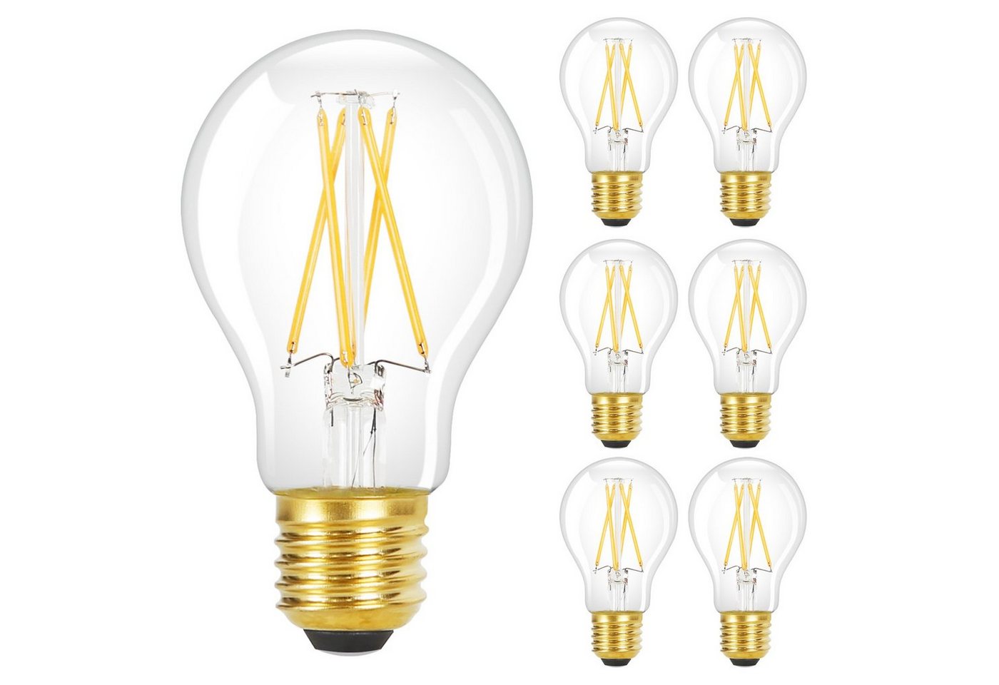 ZMH LED-Leuchtmittel A60 Vintage edison Light Bulb 2700K Schlafzimmer, E27, 6 St., warmweiß, Filament Retro Glas Birne Energiesparlampe von ZMH