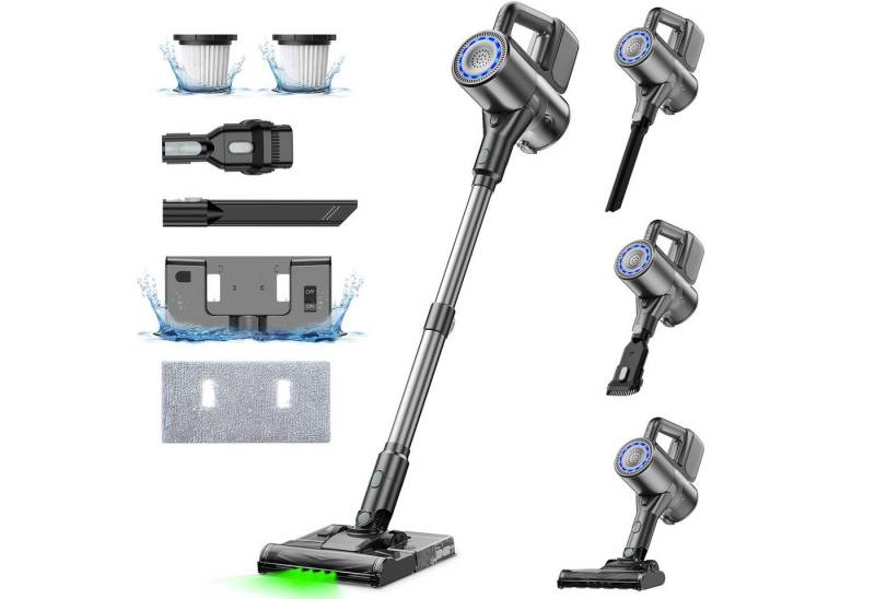 ZMH Akku-Handstaubsauger Kabellos S7 Plus 40Kpa Starke Saugkraft 40 Min Laufzeit Hartholzböden, 500,00 W, beutellos, mit Zyklon & Anti-Tangle Technologie Teppiche von ZMH